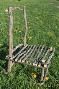 Homemade chair from apple tree prunings
