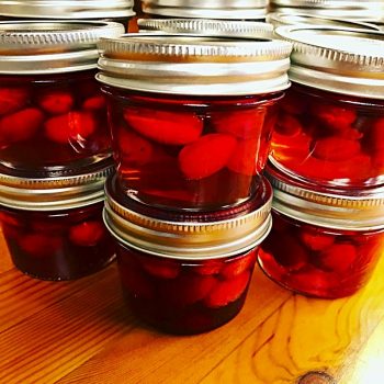 Cornelian cherries, canned in syrup