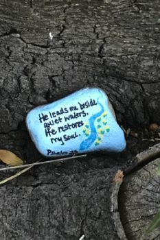 Painted rock by quiet waters Painted rock by quiet waters