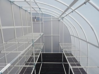 Shelving configuration in the Solexx Harvester greenhouse