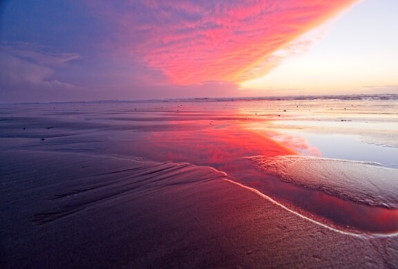 Sunset reflection over ocean