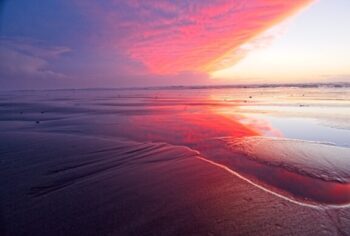 Sunset reflection over ocean