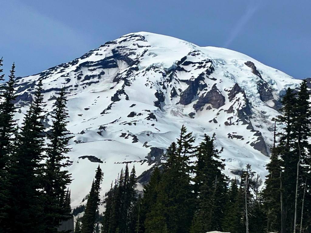 Mount Rainier, covered in snow in May