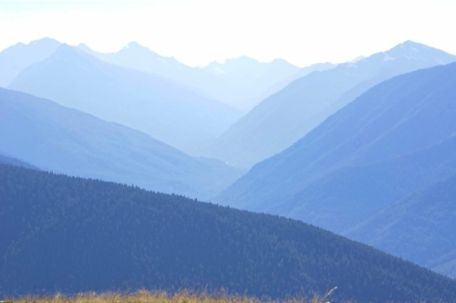 Hazy day over Olympic Mountains, Hurricane Ridge