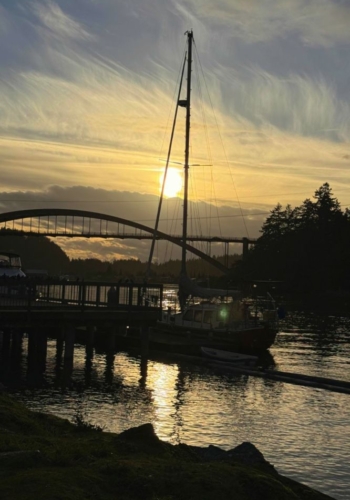 La Conner Bridge at sunset